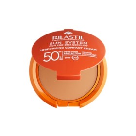 RILASTIL Sun System Uniforming Compact Cream, SPF50+, Αντηλιακή Κρέμα Προσώπου Πολύ Υψηλής Προστασίας με Χρώμα για Ομοιόμορφη Κάλυψη, 01 Beige - 10gr
