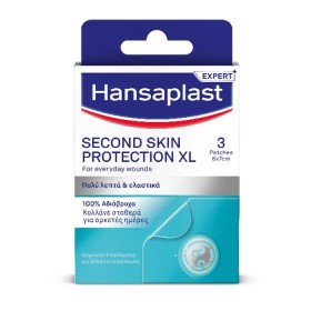 HANSAPLAST Second Skin Protection XL 6x7cm, Πολύ Λεπτά & Ελαστικά Αυτοκόλλητα Επιθέματα - 3τεμ