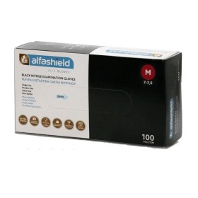 ALFASHIELD Μαύρα Γάντια Νιτριλίου μιας Χρήσης Χωρίς Πούδρα, Medium - 100τεμ