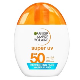 GARNIER Ambre Solaire Spf50 Super UV Refreshing Face Water Fluid, Διάφανο Αντηλιακό Προσώπου Υψηλής Προστασίας με Υαλουρονικό Οξύ -40ml