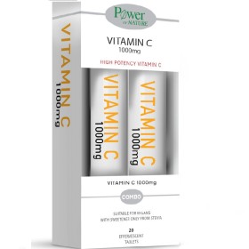 POWER OF NATURE Vitamin C 1000mg Stevia - 20αναβρ. δισκία 1+1
