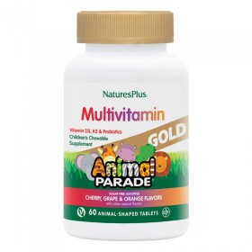 NATURES PLUS Animal Parade Gummies, Gold, Cherry Grape & Orange Flavors, Πολυβιταμίνες για Παιδιά με Γεύσεις Φρούτων - 60 ζελεδάκια