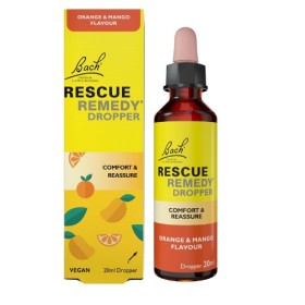 BACH Rescue Remedy Orange & Mango Flavour Drops, Συνδυασμός από 5 Ανθοϊάματα σε Διάλυμα Γλυκερίνης με Γεύση Πορτοκάλι & Μάνγκο - 20ml