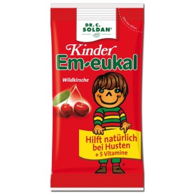EM-EUKAL Kids Wild Cherry Καραμέλες για Πονόλαιμο για Παιδιά Χωρίς Ζάχαρη 75gr