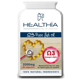 HEALTHIA Ω3 Pure Fish Oil 1000mg, Συμπλήρωμα Διατροφής με Ω3 Λιπαρά Οξέα - 90caps