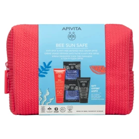 APIVITA Promo Bee Sun Safe Anti Spot & Anti Age, Αντηλιακή Κρέμα Προσώπου Κατά των Πανάδων & των Ρυτίδων SPF50 - 50ml, Λεπτόρρευστη Kρέμα Προσώπου - 50ml & ΔΩΡΟ mini Μαύρο Gel Καθαρισμού - 50ml + Μάσκα Προσώπου Θαλάσσια Λεβάντα 2x8ml