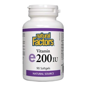 NATURAL FACTORS Vitamin E, Βιταμίνη για τo Δέρμα & Αντιοξειδωτική Dράση 200iu -90Softgels
