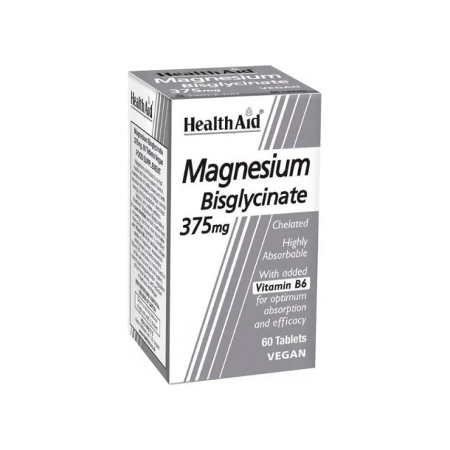 HEALTH AID Magnesium Bisglycinate 375mg, Μαγνήσιο Δισγλυκινικό & Βιταμίνη Β6 - 60tabs